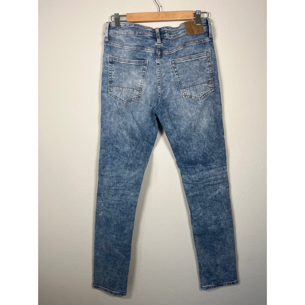Aeropostale Athletic Skinny Jeans Mens 28x32 Light Wash Distressed Ripped Blue - Picture 5 of 6